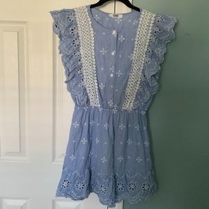 BB Dakota French Blue Pinstripe Dress